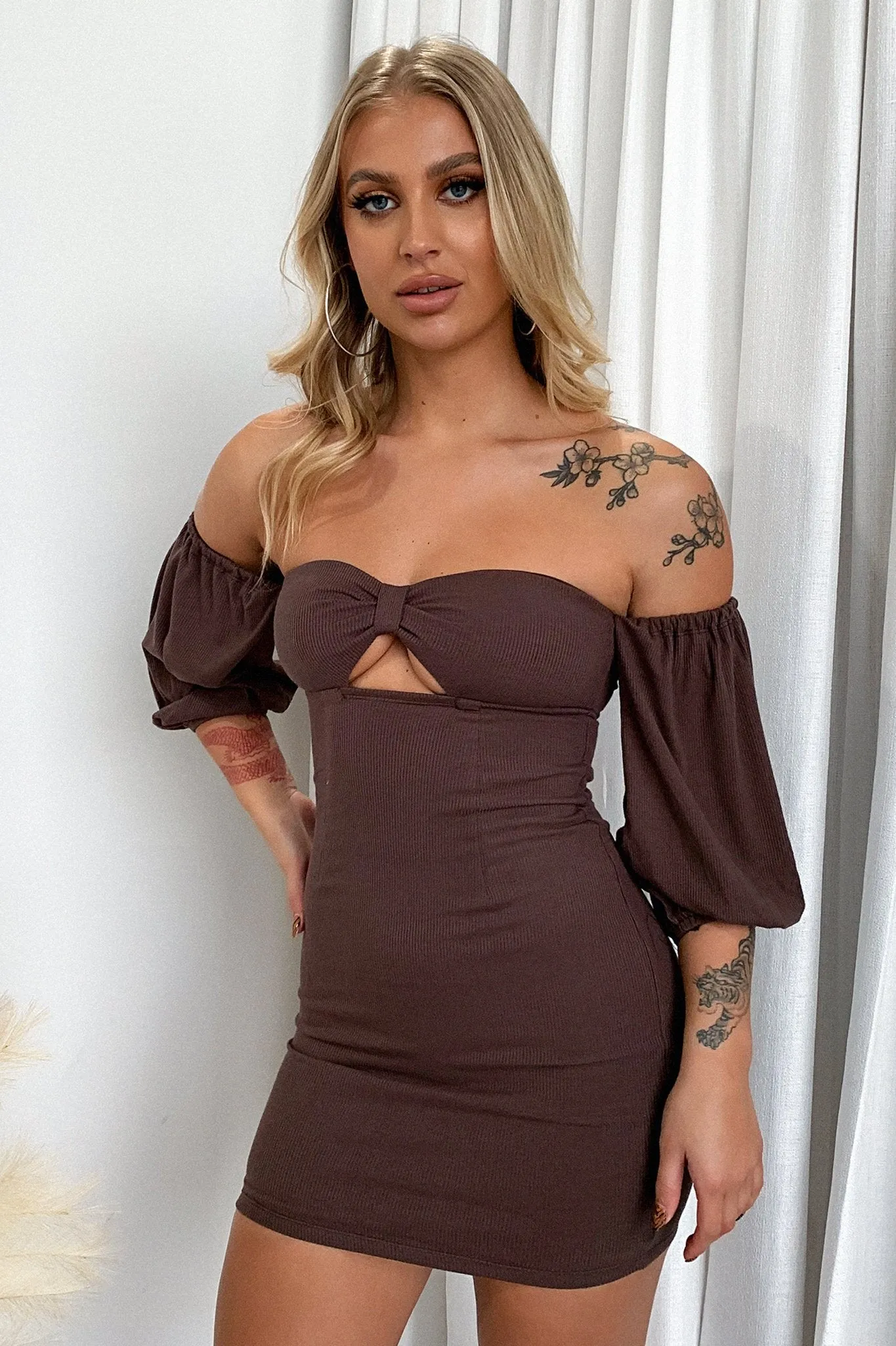 Abby Dress - Brown Geometric Print