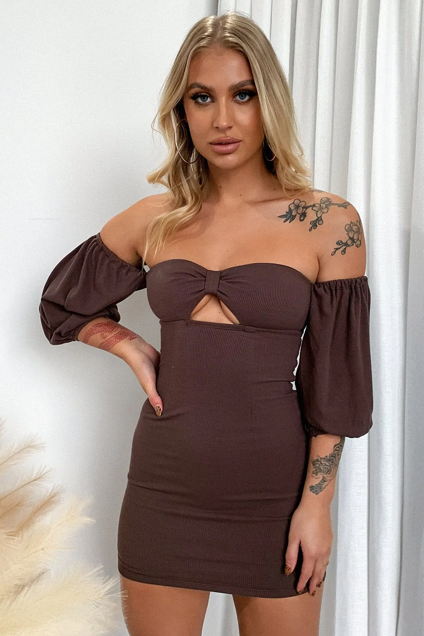 Abby Dress - Brown Geometric Print