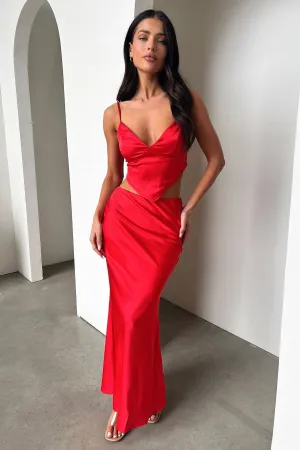 Adira Maxi Skirt - Red Retro Style