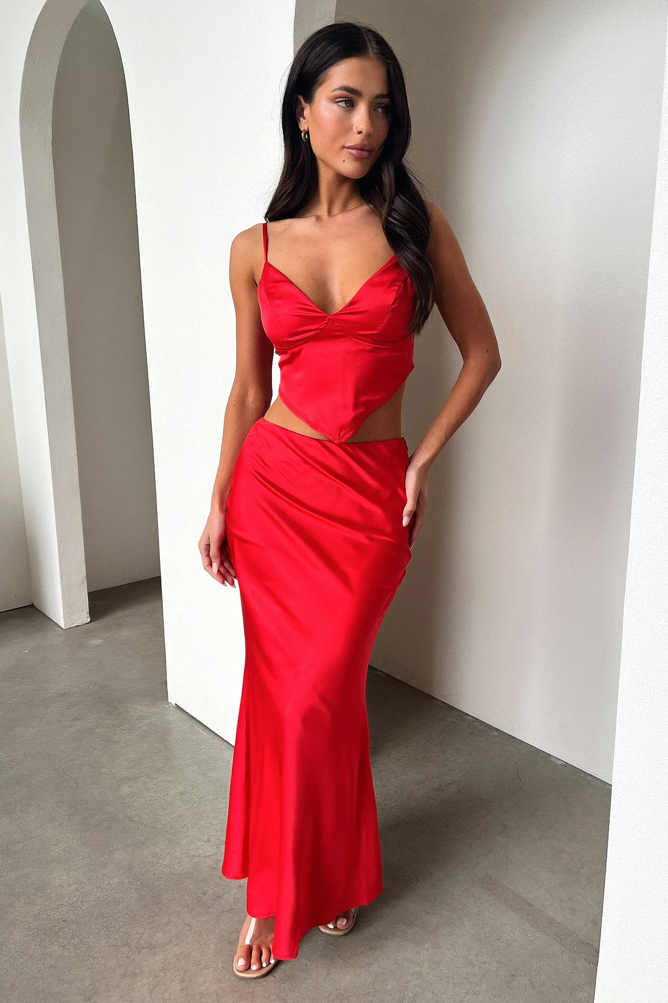 Adira Maxi Skirt - Red Day Ready