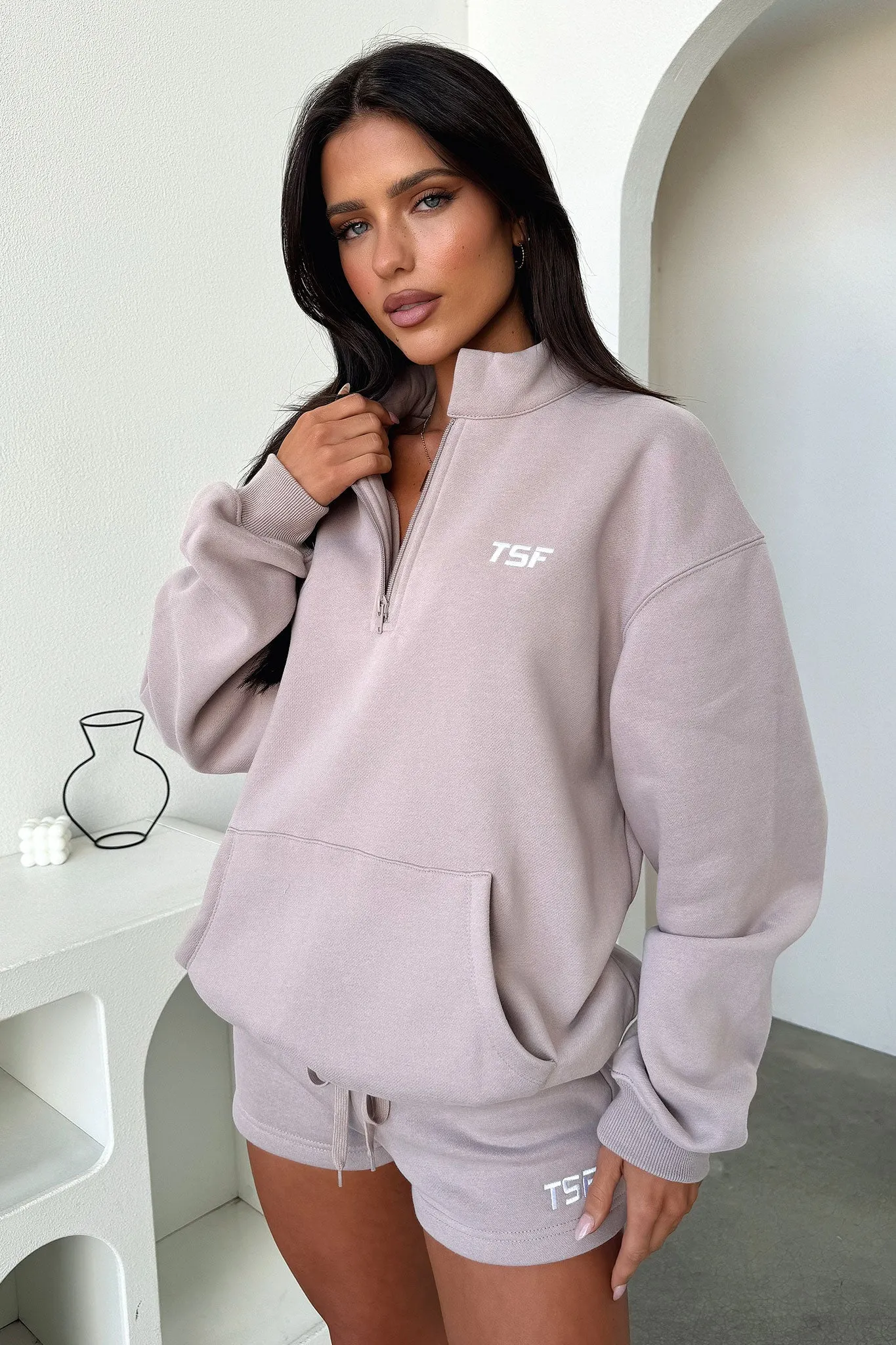Kaztek Half Zip Sweater - Mocha Low Carbon stage outfit