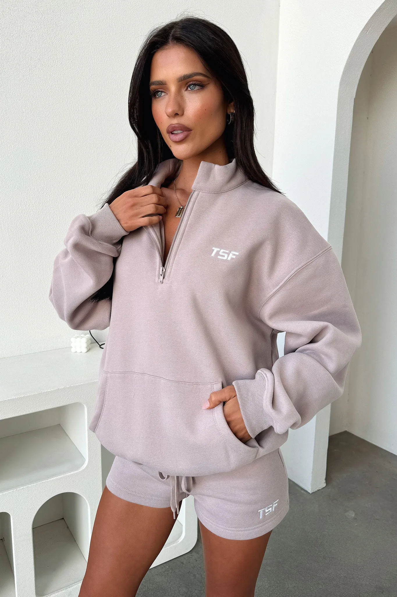 Adjustable Design Kaztek Half Zip Sweater - Mocha