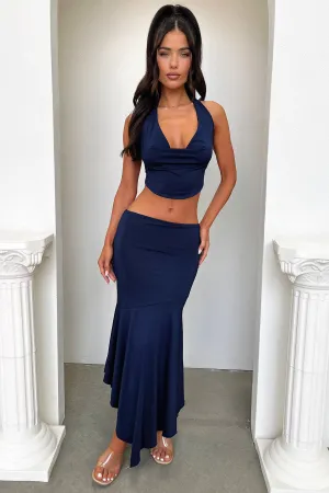 Aida Maxi Skirt - Navy Crochet Style Cruise Attire