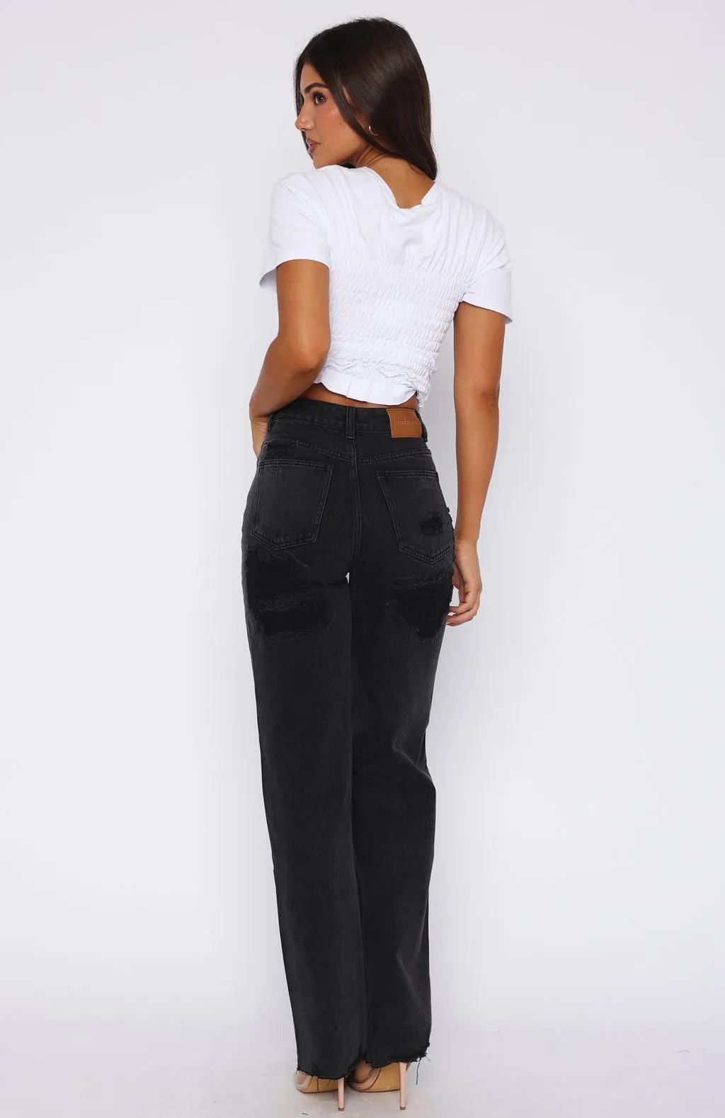 Alana High Waisted Straight Leg Jeans Black Acid Loose Comfortable