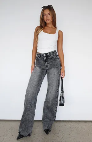 Autumn Outfits Spring Wear Alana High Waisted Straight Leg Jeans Grey Acid