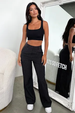 Customizable length Core Basic Alaric Pants - Black Pinstripe