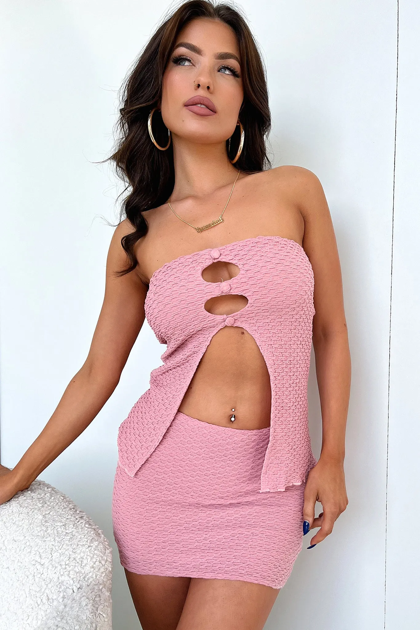 Aleah Mini Skirt - Pink Monochrome Look