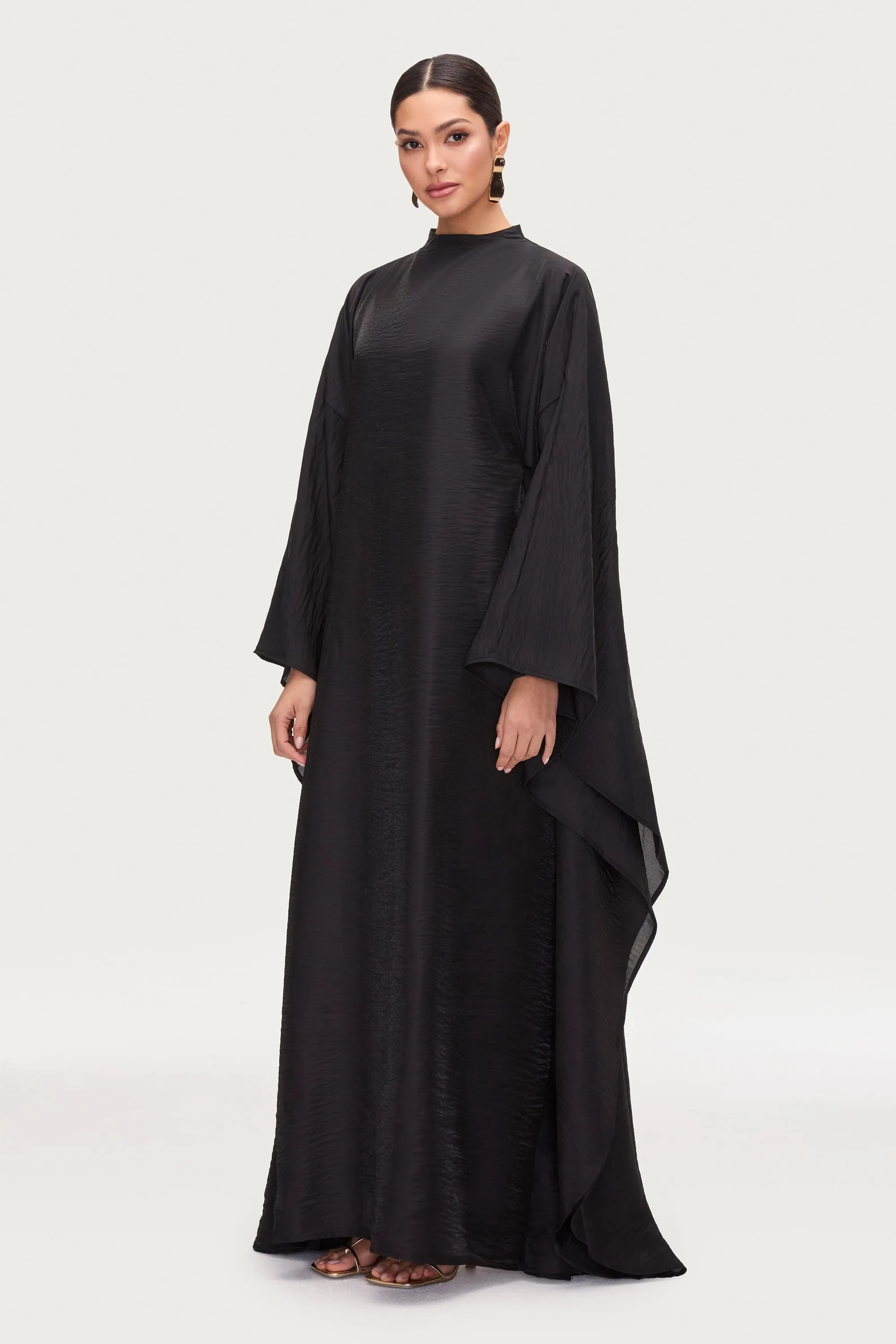 Alia Butterfly Inner Tie Abaya Dress - Black Cable Knit