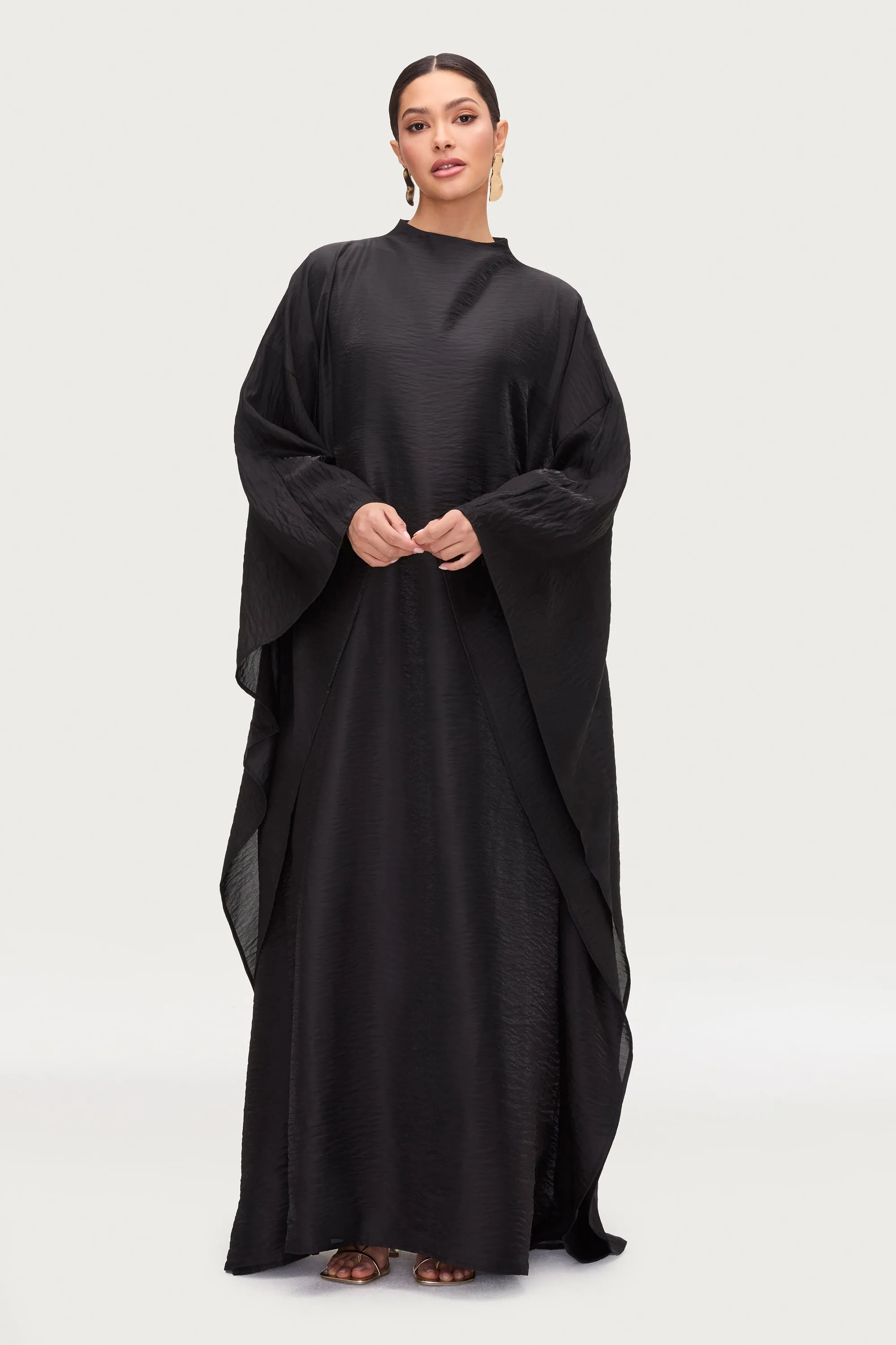 Alia Butterfly Inner Tie Abaya Dress - Black Cable Knit