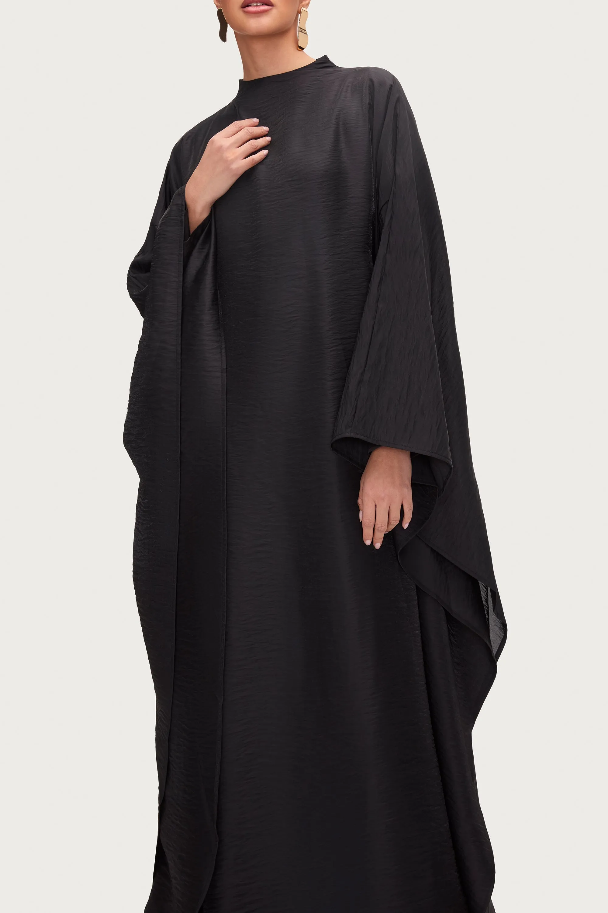 Alia Butterfly Inner Tie Abaya Dress - Black Cable Knit