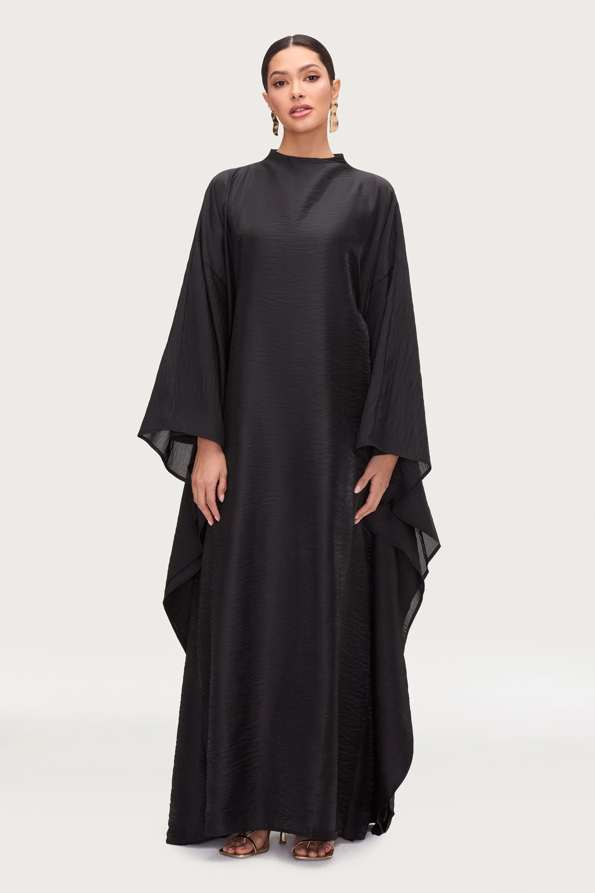 Alia Butterfly Inner Tie Abaya Dress - Black Cable Knit