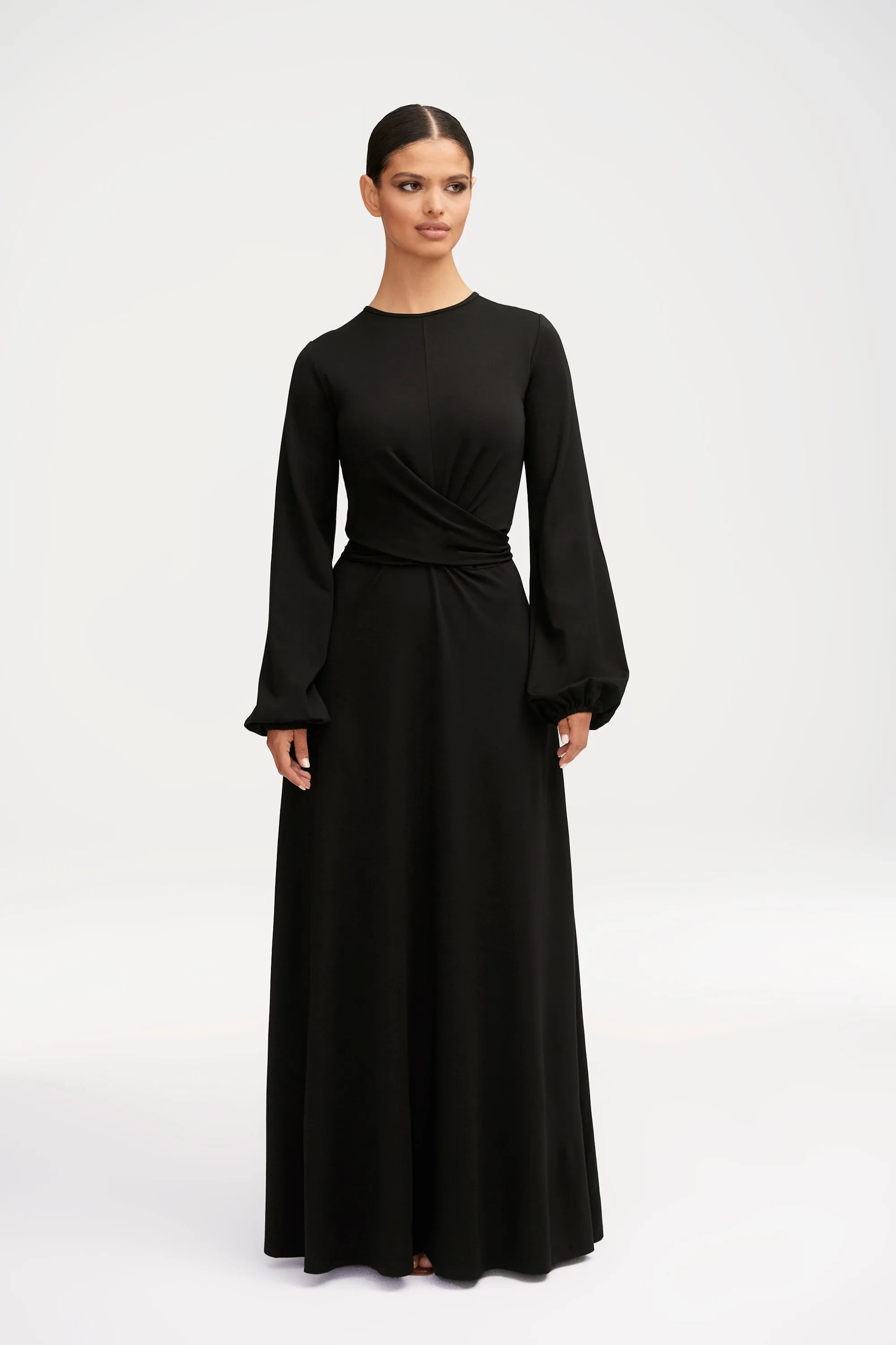 Pure Stitch Alice Jersey Tie Waist Maxi Dress - Black