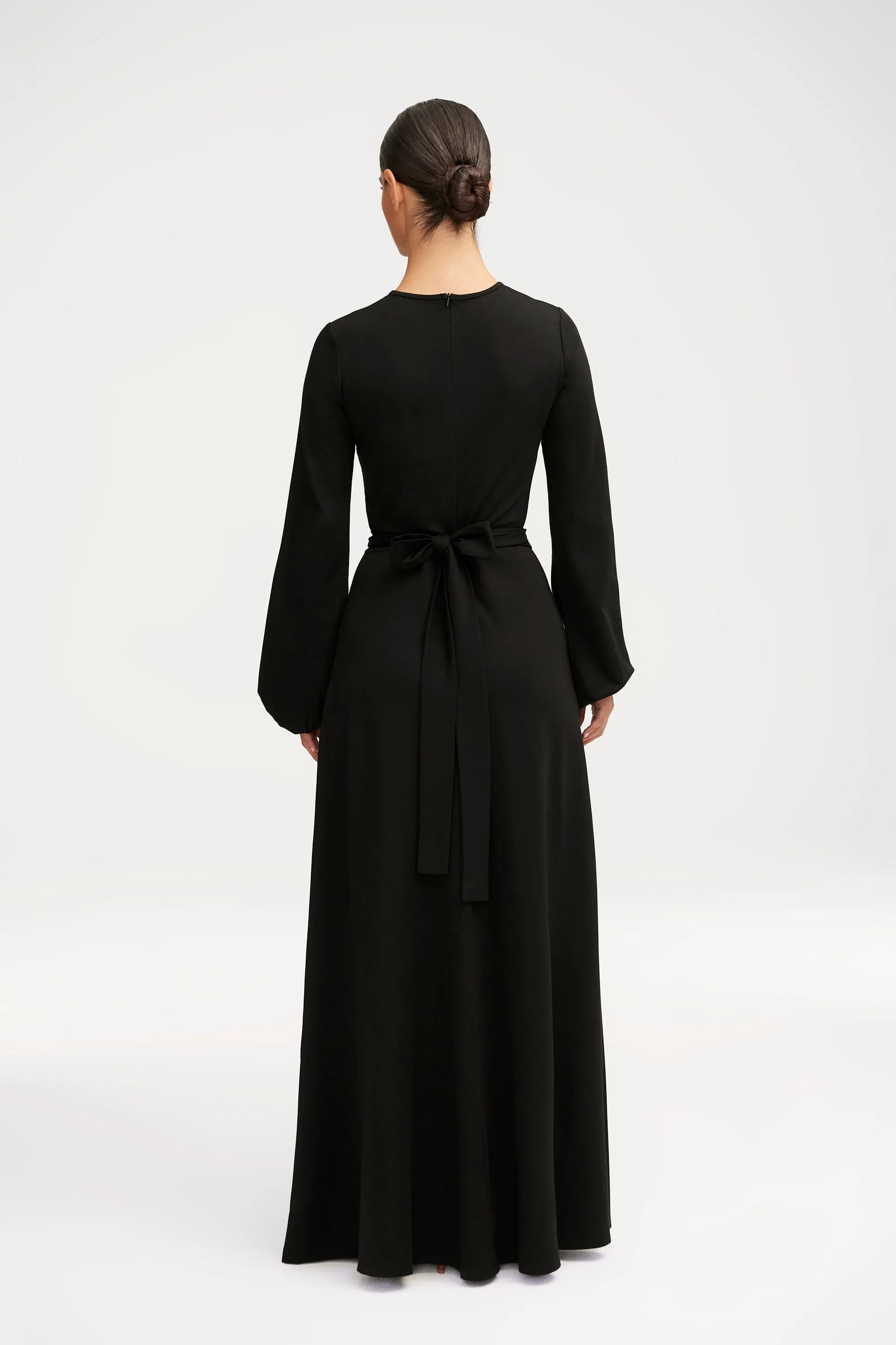 Alice Jersey Tie Waist Maxi Dress - Black Cozy clothing