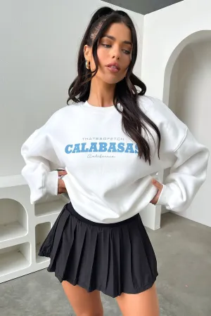 Calabasas Crewneck - White Running wear Hanukkah wear
