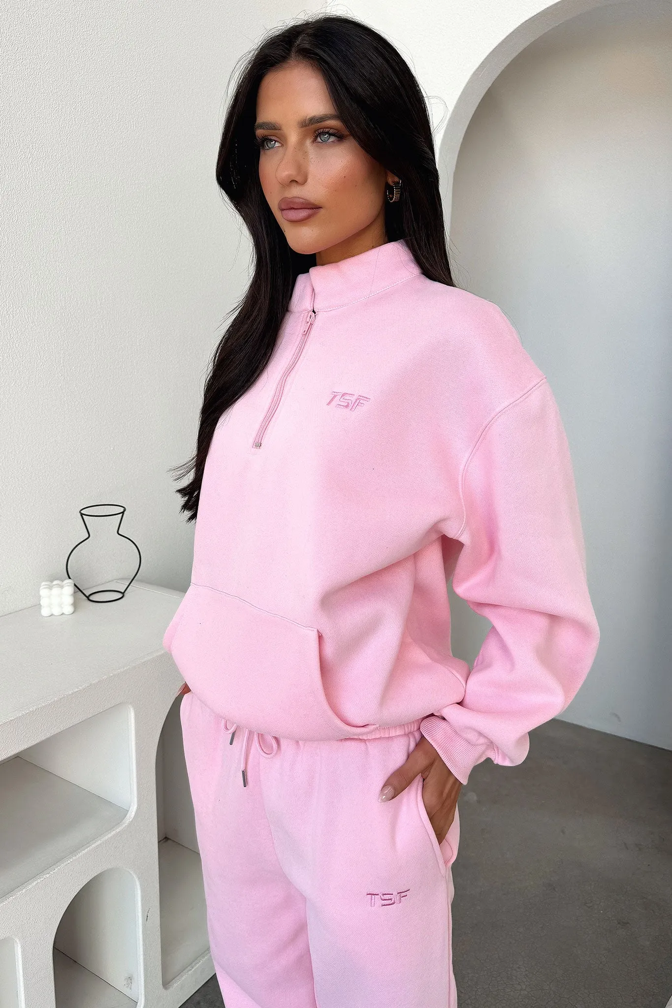 All Season Wear Kaztek Half Zip Sweater - Pink