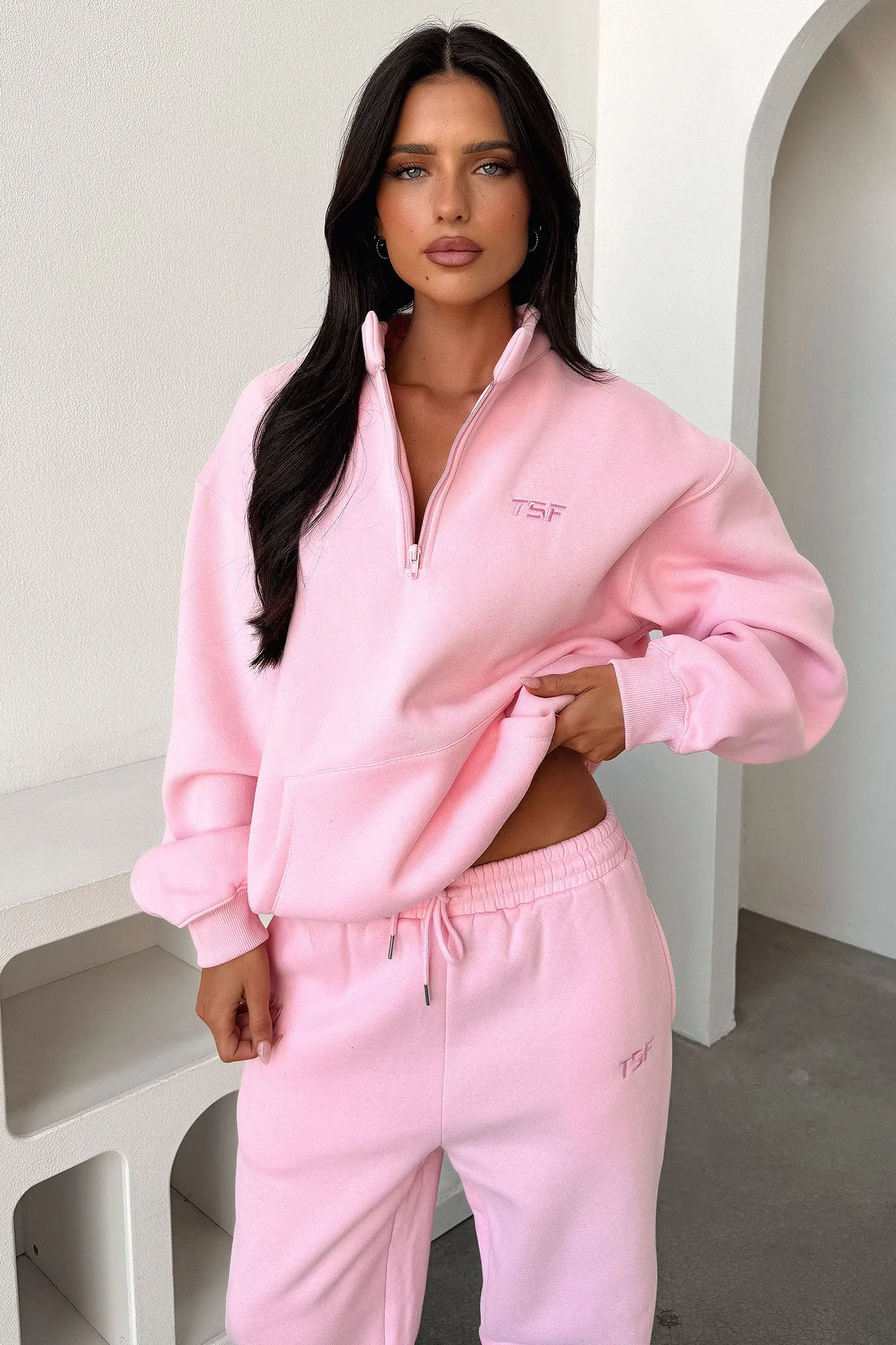 Daily Essential Kaztek Half Zip Sweater - Pink