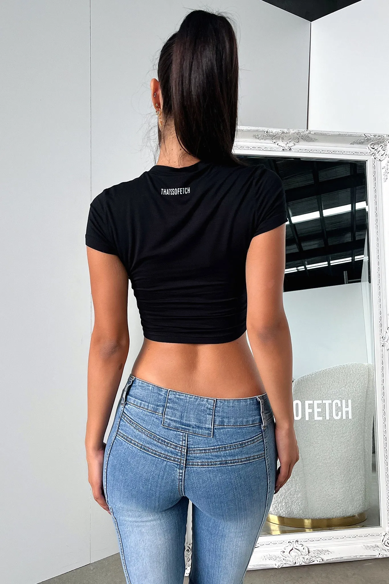 Amos Short Sleeve Baby Tee - Black Loose Fit