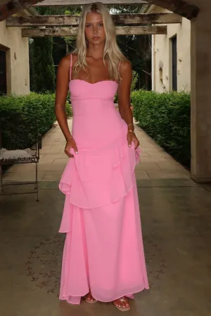 Fashionable formal event piece Anais Tiered Ruffle Maxi Dress - Pink
