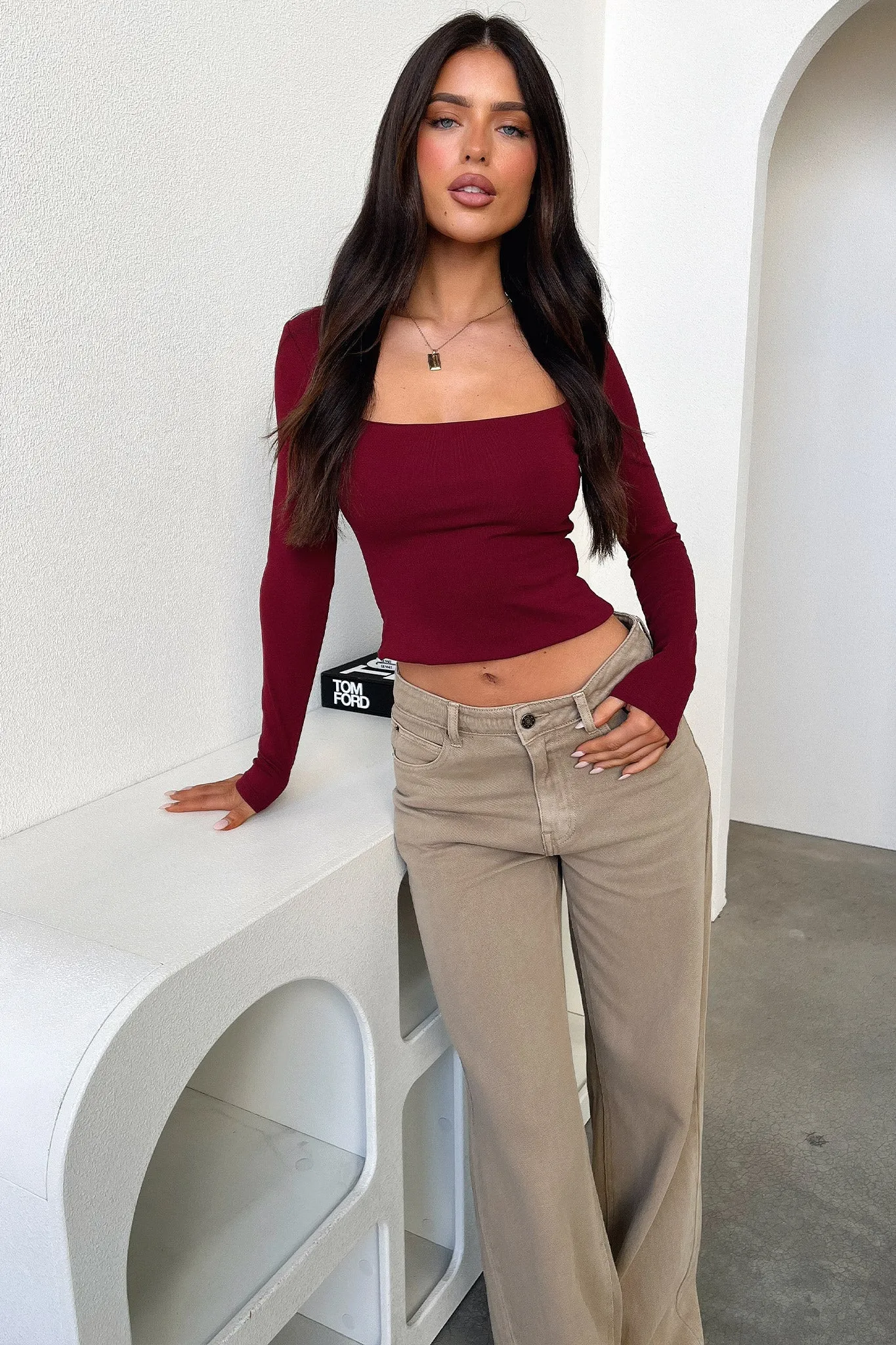 Andre Long Sleeve Top - Burgundy Casual Cool