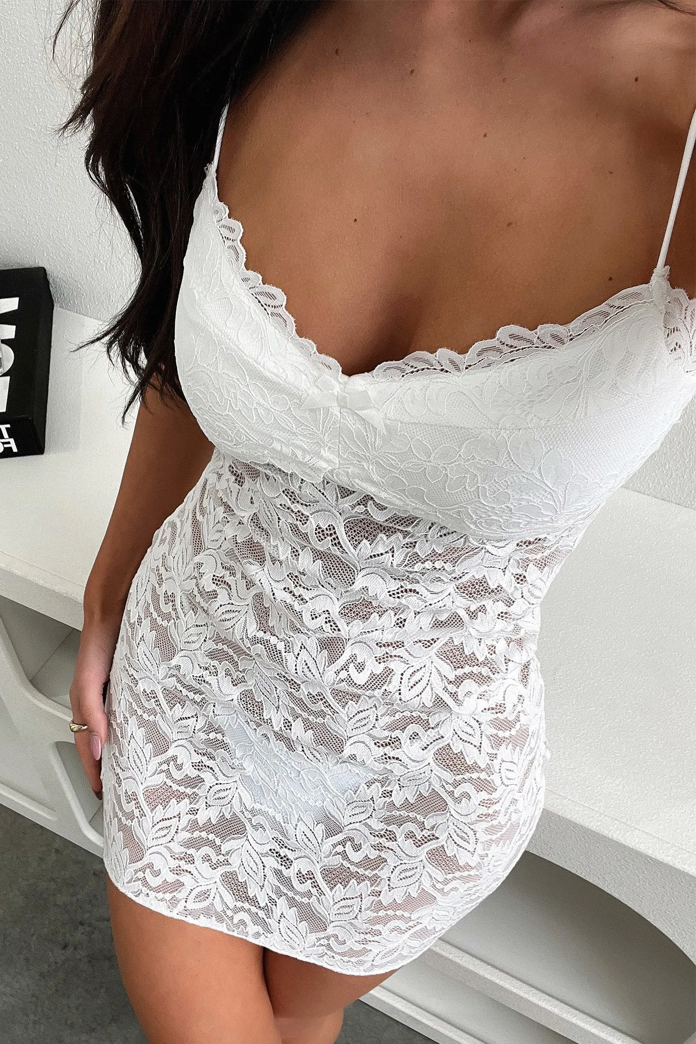 Aneera Dress - White Topstitch Trim