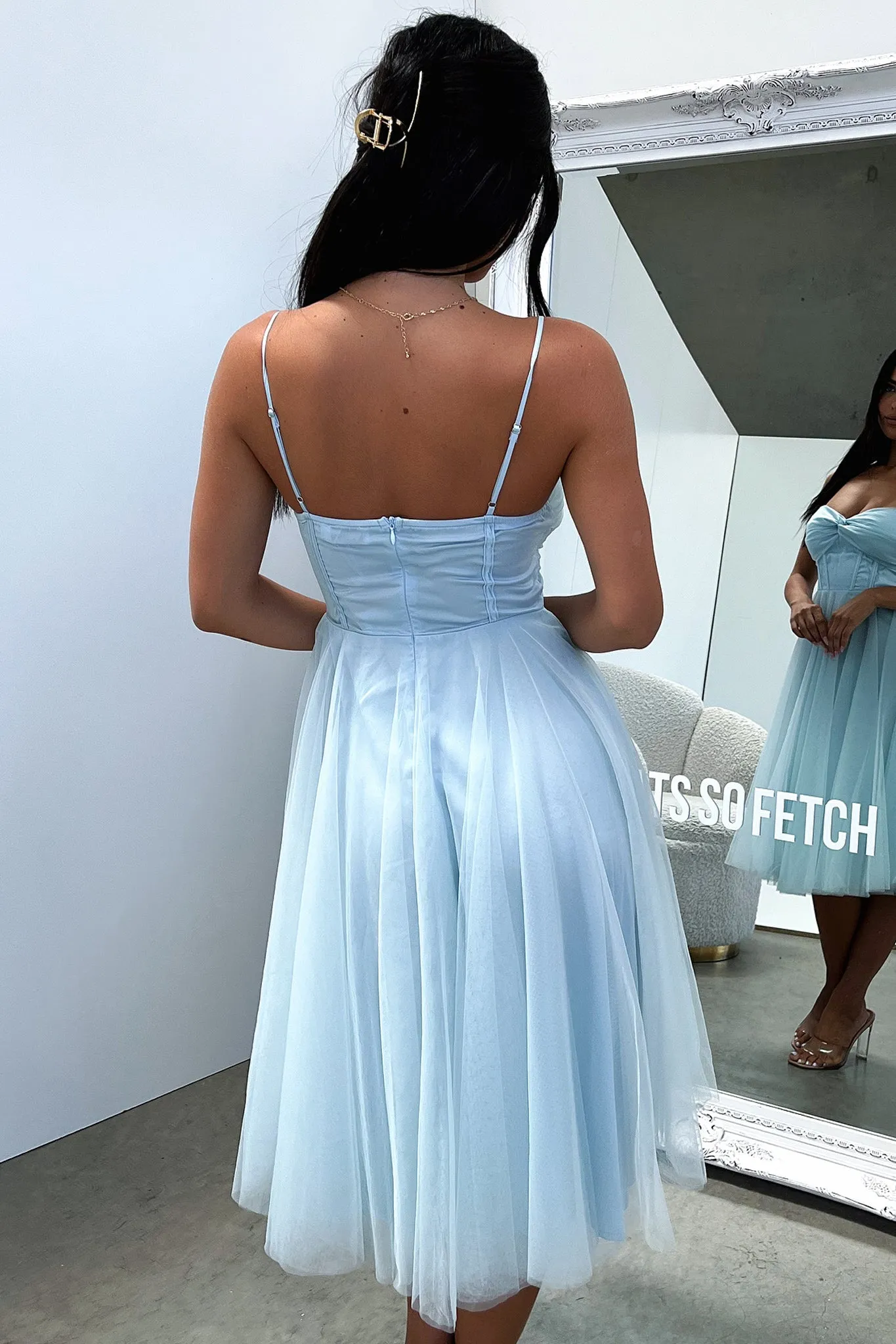 Angelique Dress - Blue Hand Knit
