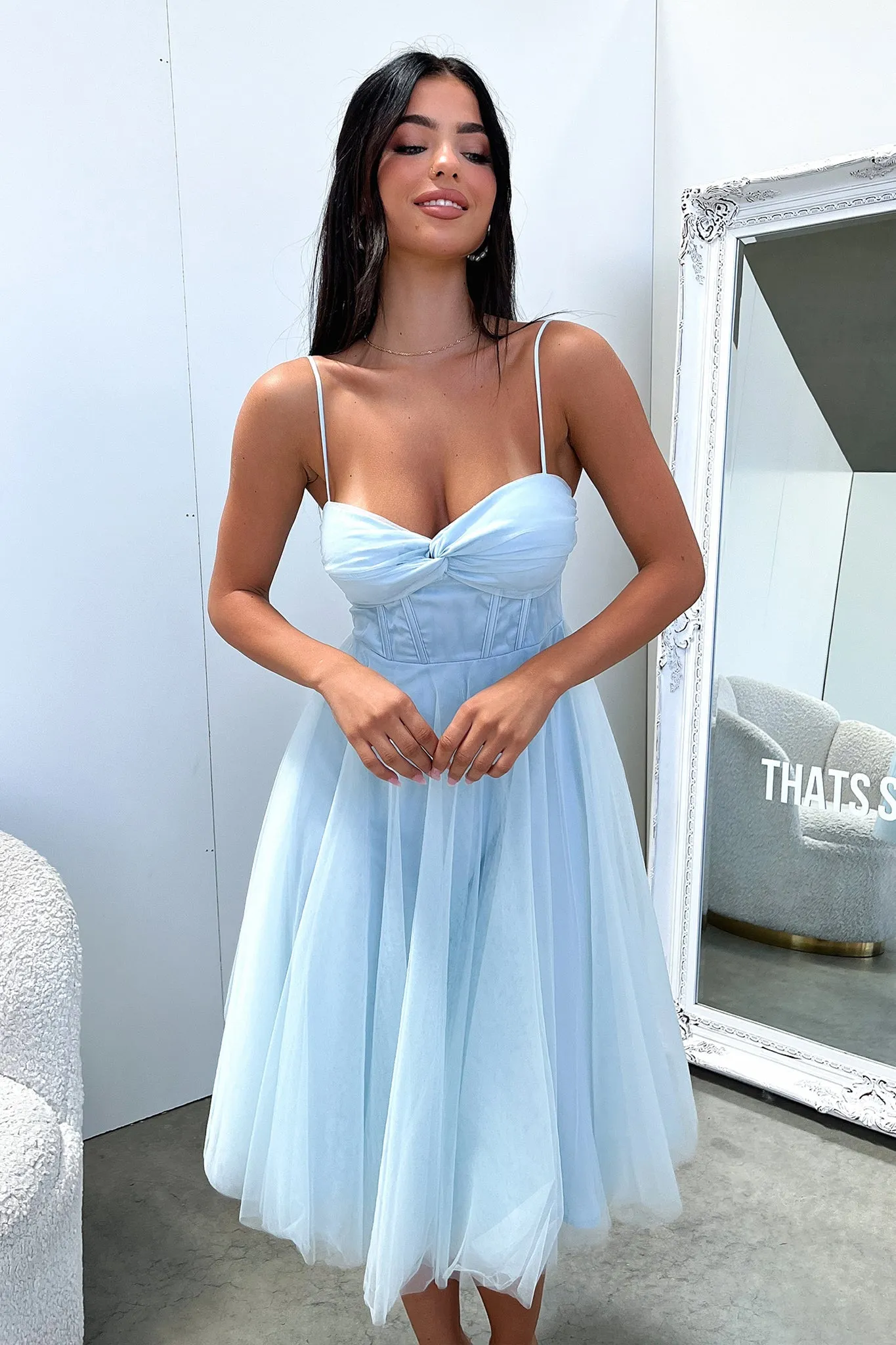 Angelique Dress - Blue Hand Knit
