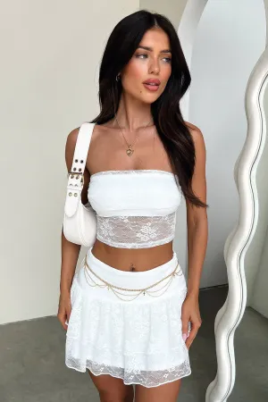 long term projects Annabelle Lace Mini Skirt - White
