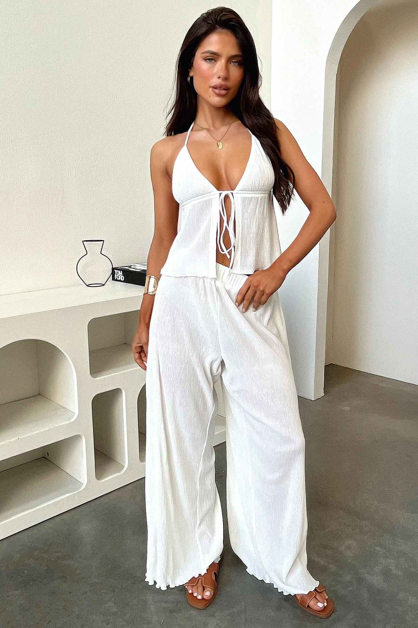 Anti - fade Prisha Halter Top - Cream