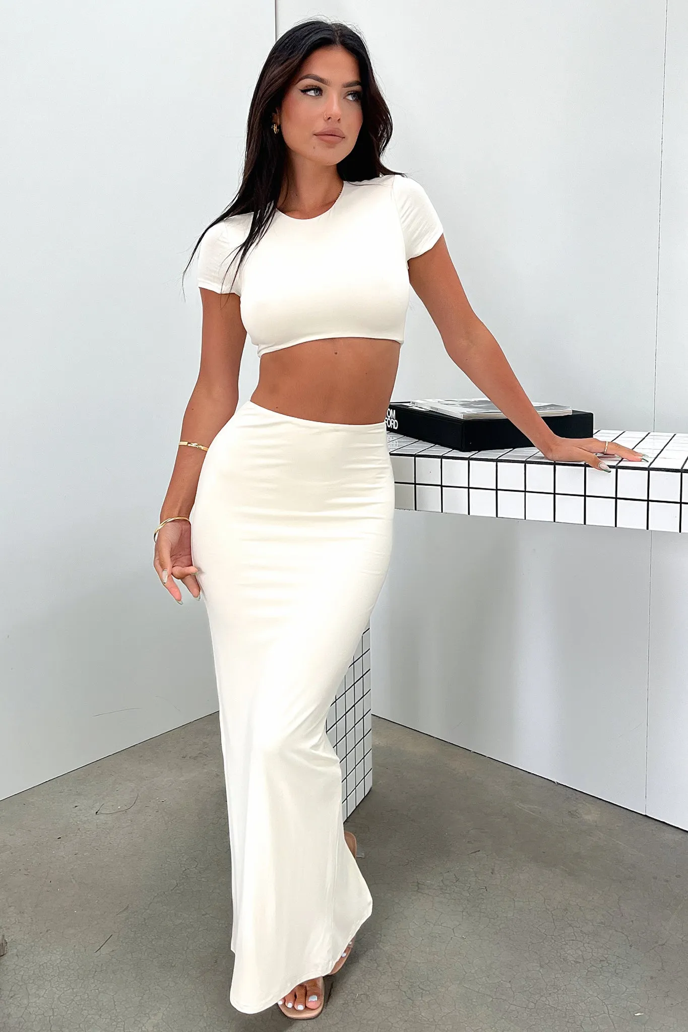 Arden Maxi Skirt - Cream Accordion Pleats