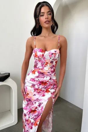Rain Path Autumn Stroll Astra Midi Dress - Pink Floral