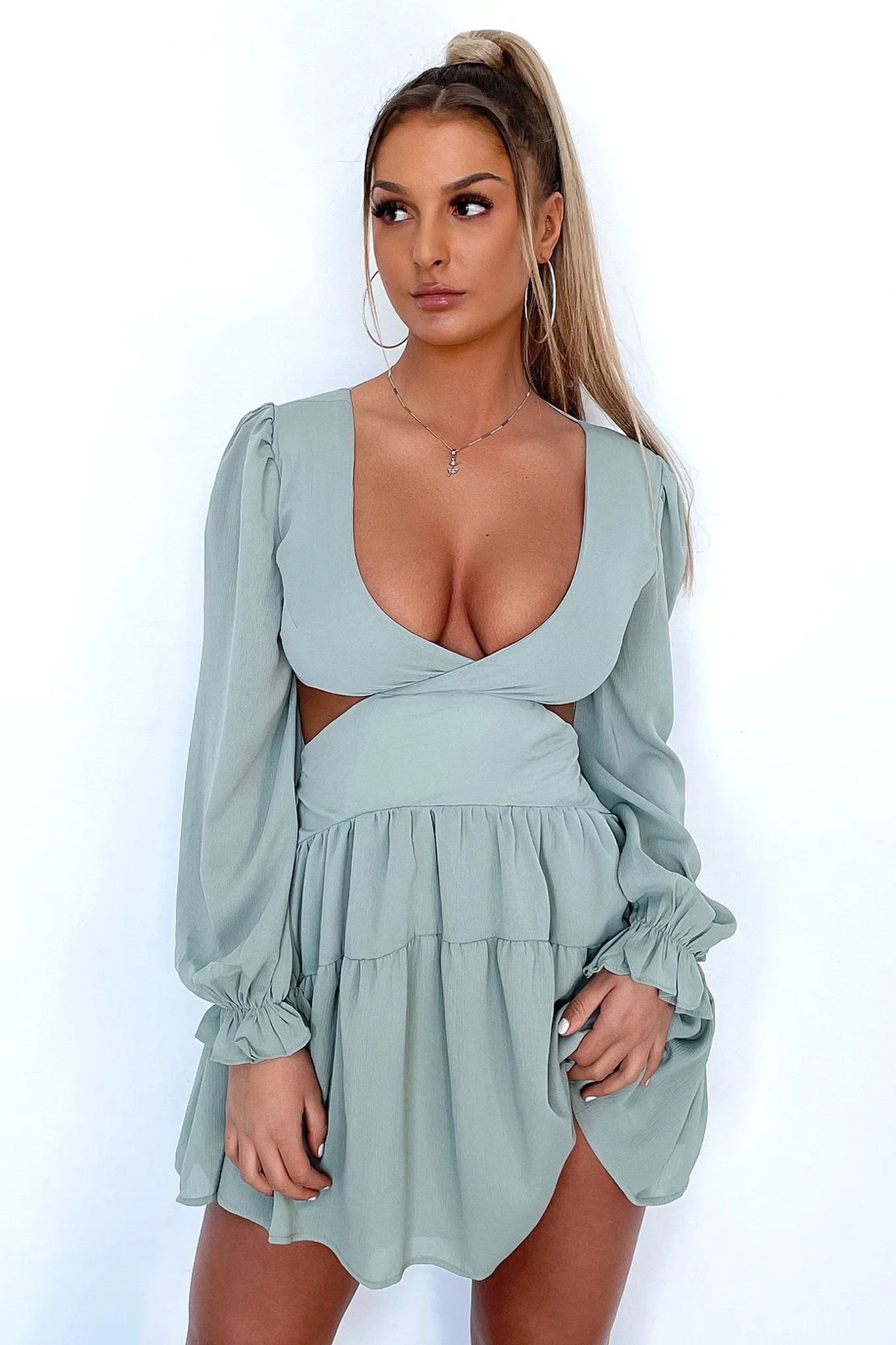 Avalon Dress - Sage Back Twist