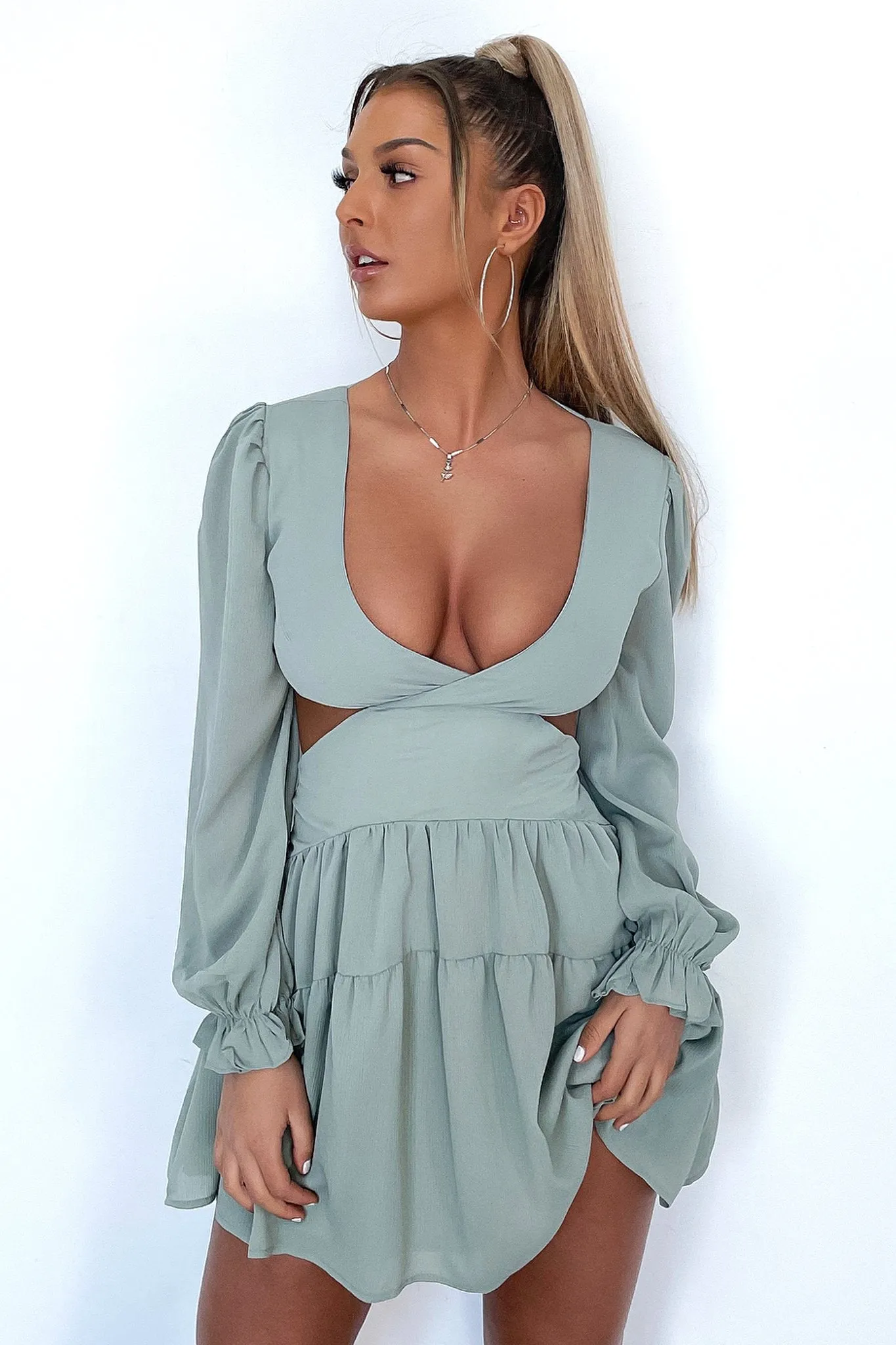 Avalon Dress - Sage Back Twist