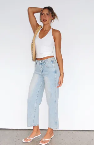 Avianna Mid Rise Cropped Straight Leg Jeans Light Blue retro enthusiasts