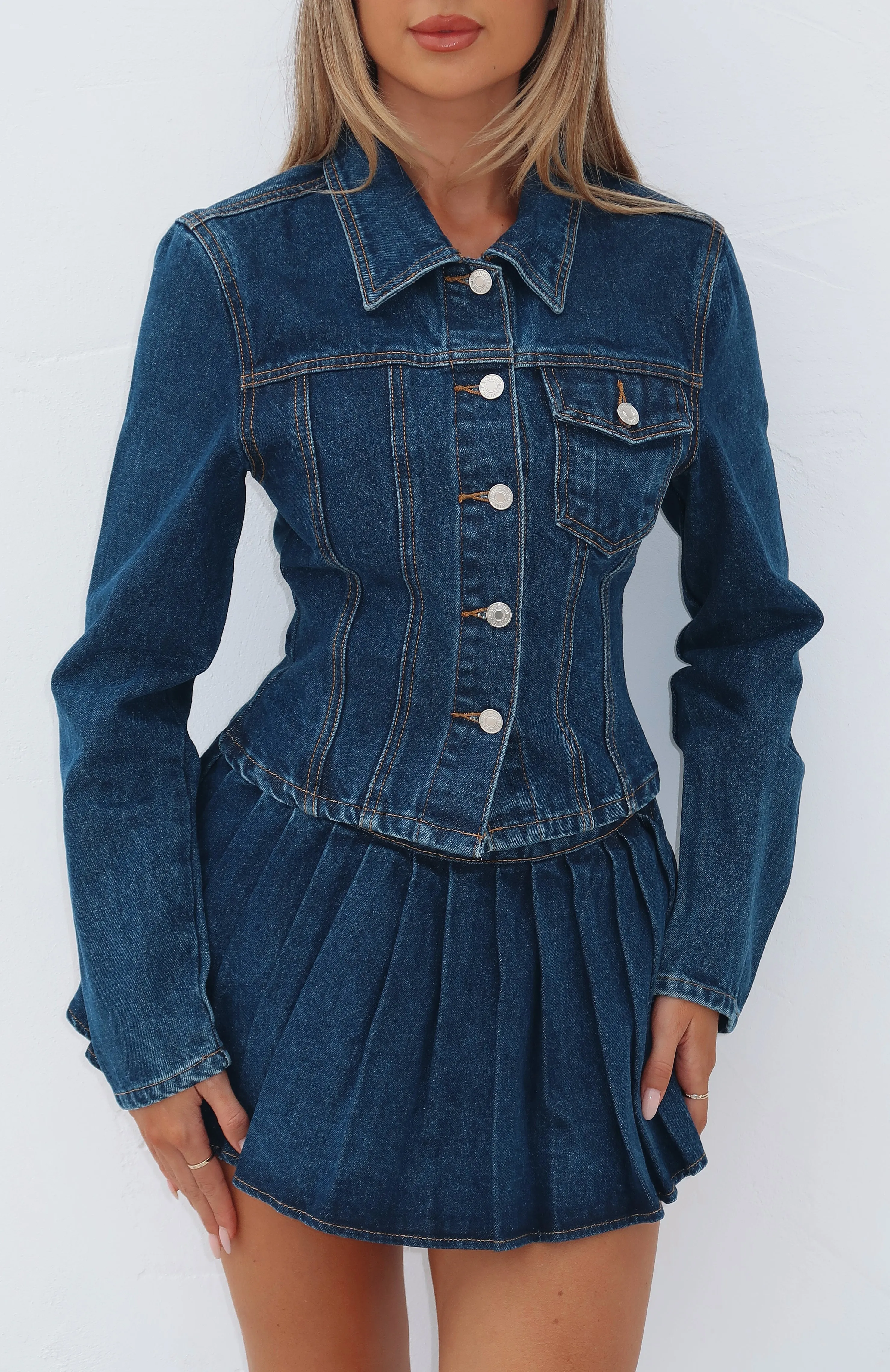 Ayla Denim Jacket Dark Blue Straight Durable