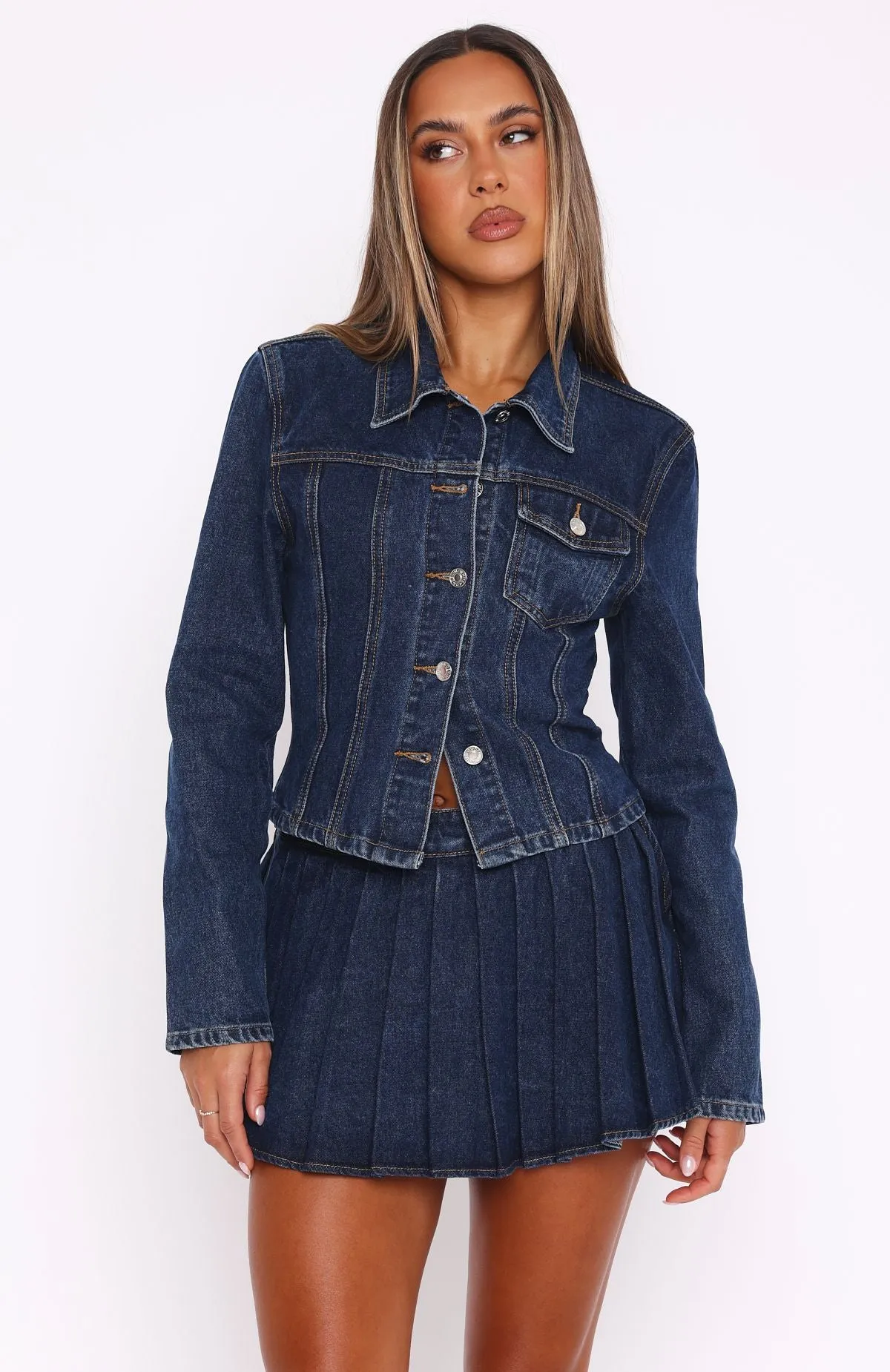 Ayla Denim Jacket Dark Blue Straight Durable