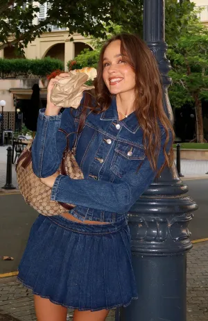street style icons Ayla Denim Mini Skort Dark Blue