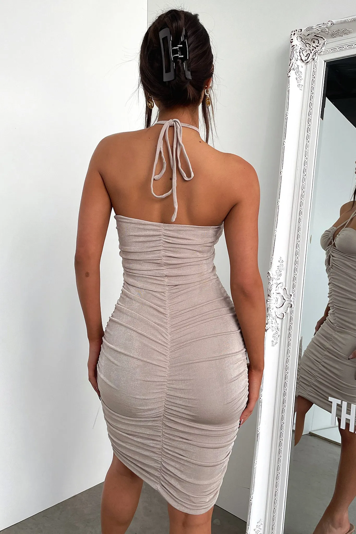 Azad Midi Dress - Champagne Bead Embellish