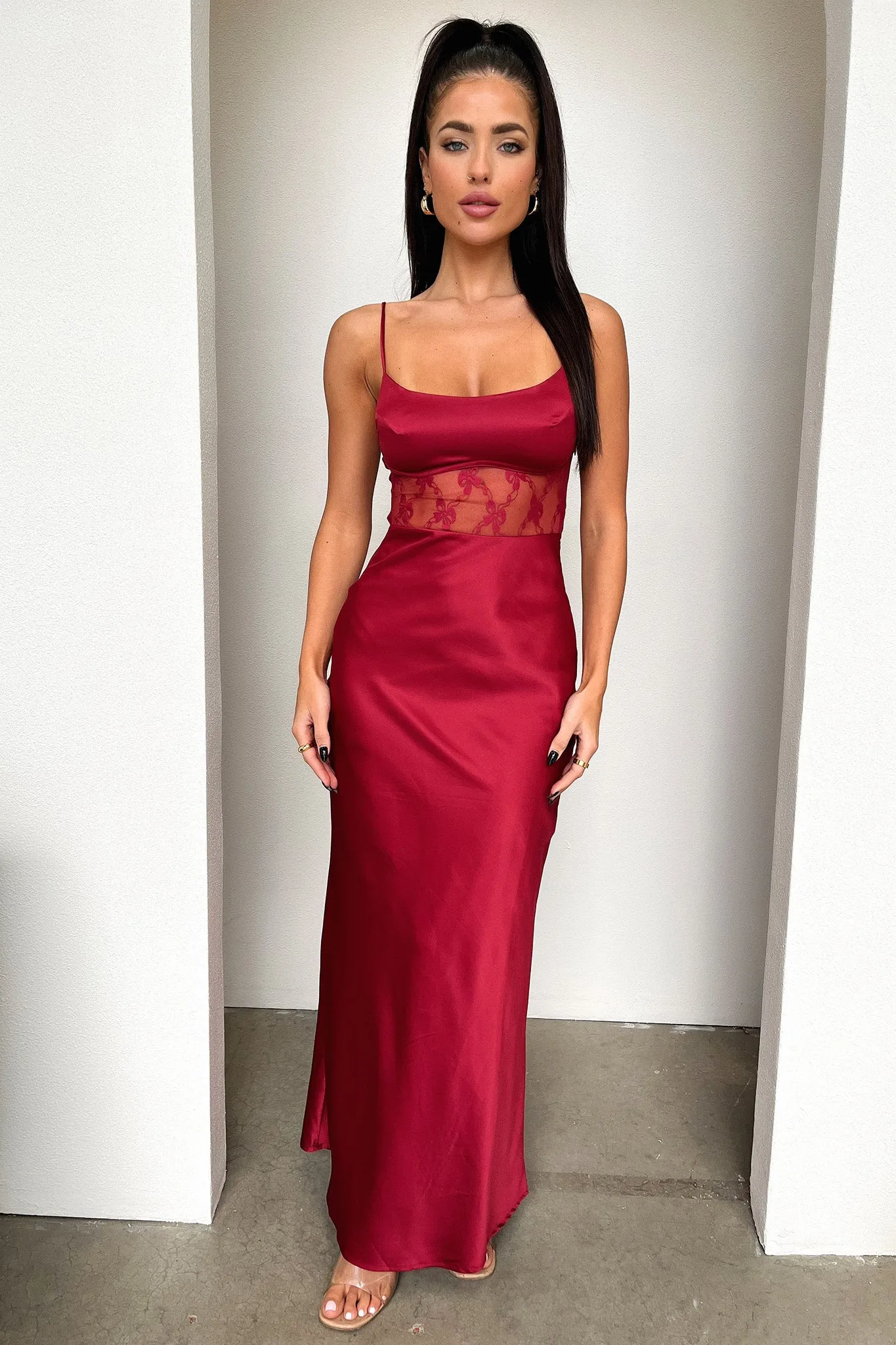 Azaria Maxi Dress - Red Lightweight-Structure