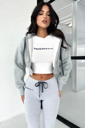 Bamba Cropped Jacket - Grey Solid Color