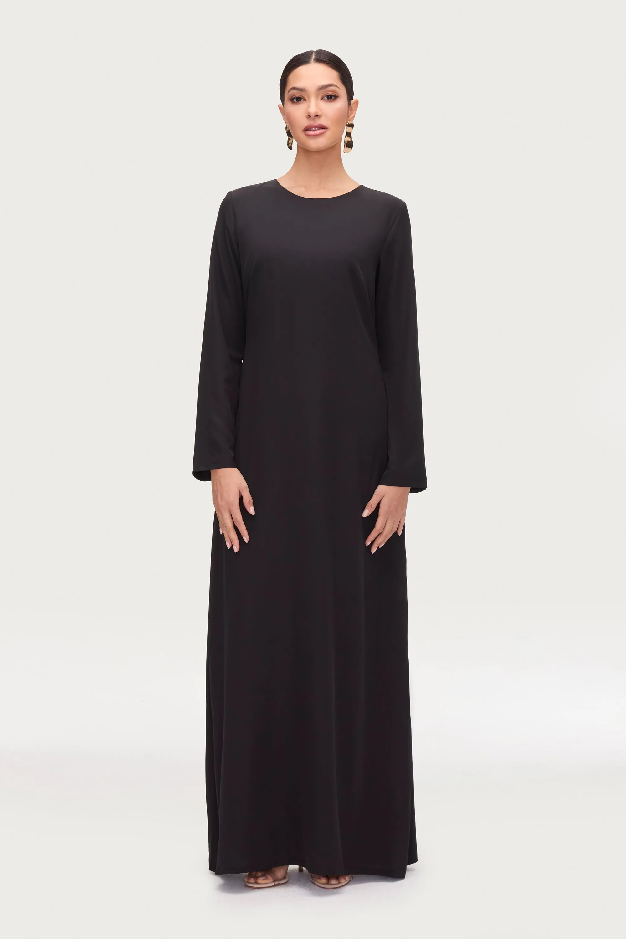 Smart Vibe Basic Long Sleeve Maxi Dress - Black