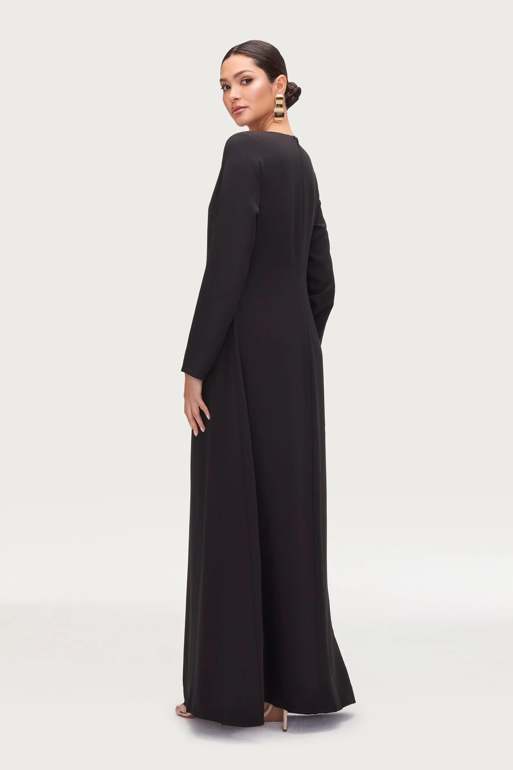 Basic Long Sleeve Maxi Dress - Black Sporty Chic