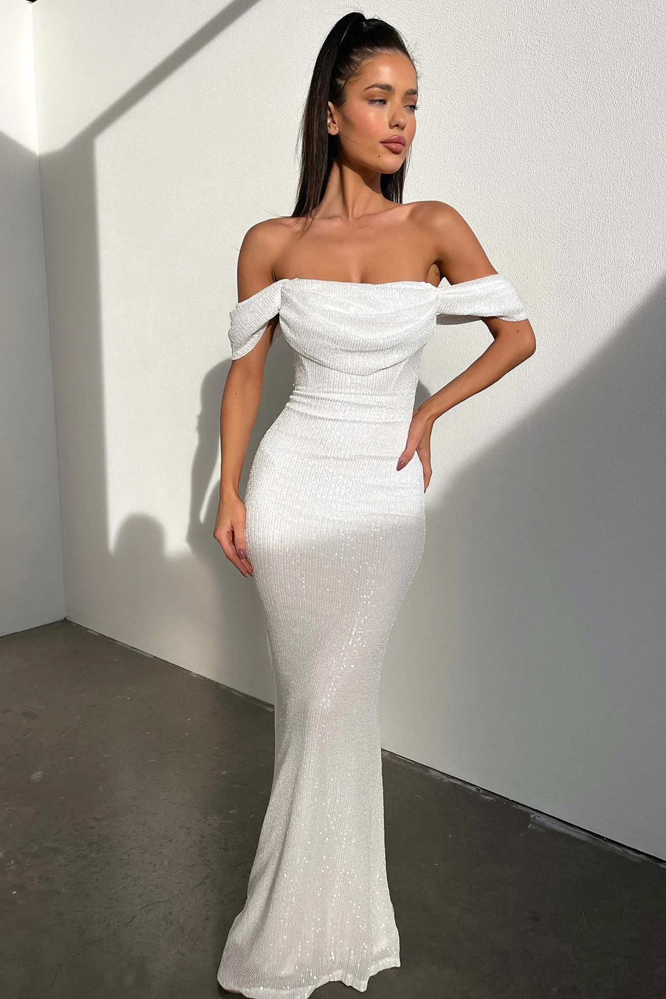 Bead Trim Nara Maxi Dress - White
