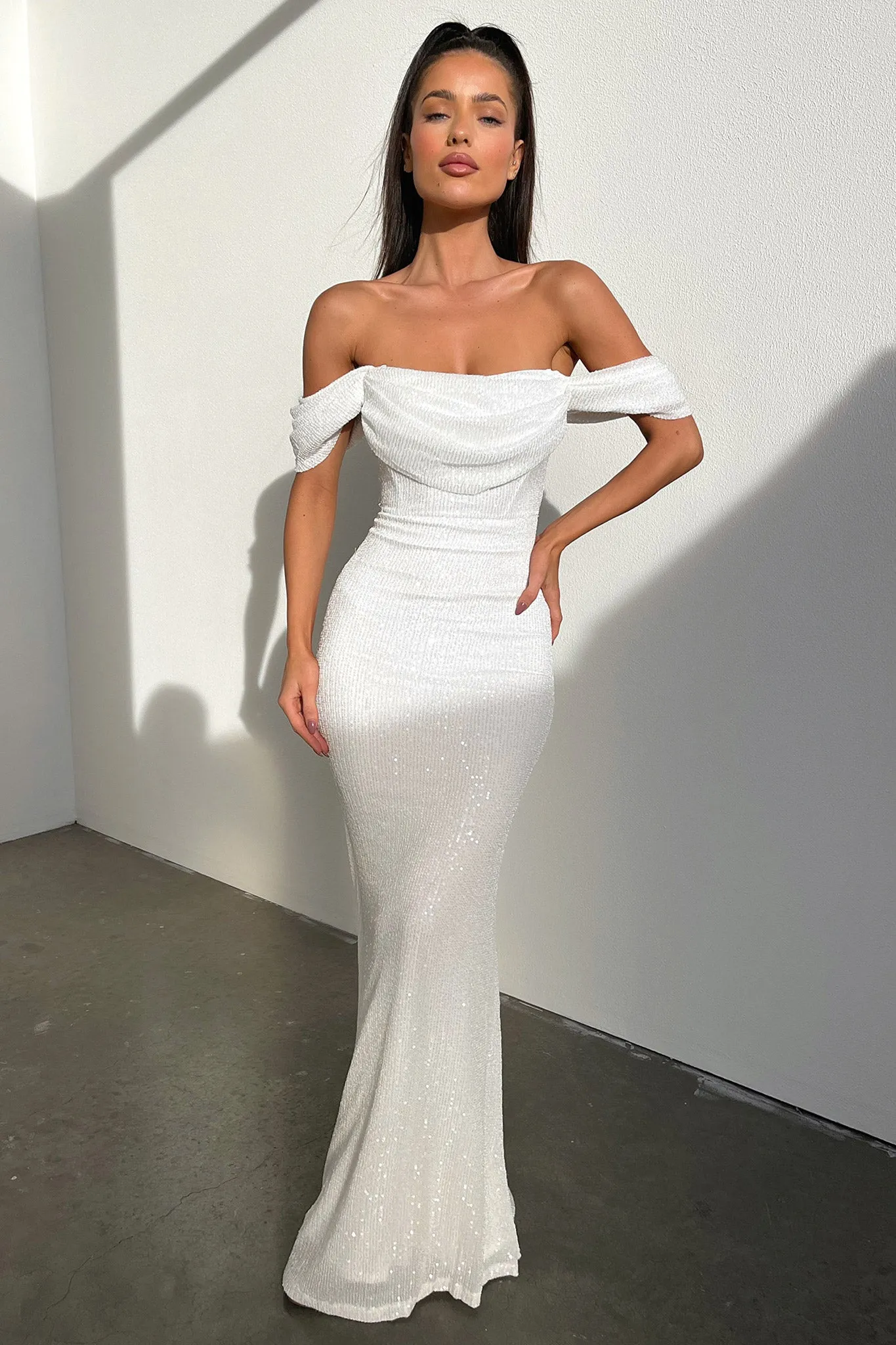 Bead Trim Nara Maxi Dress - White