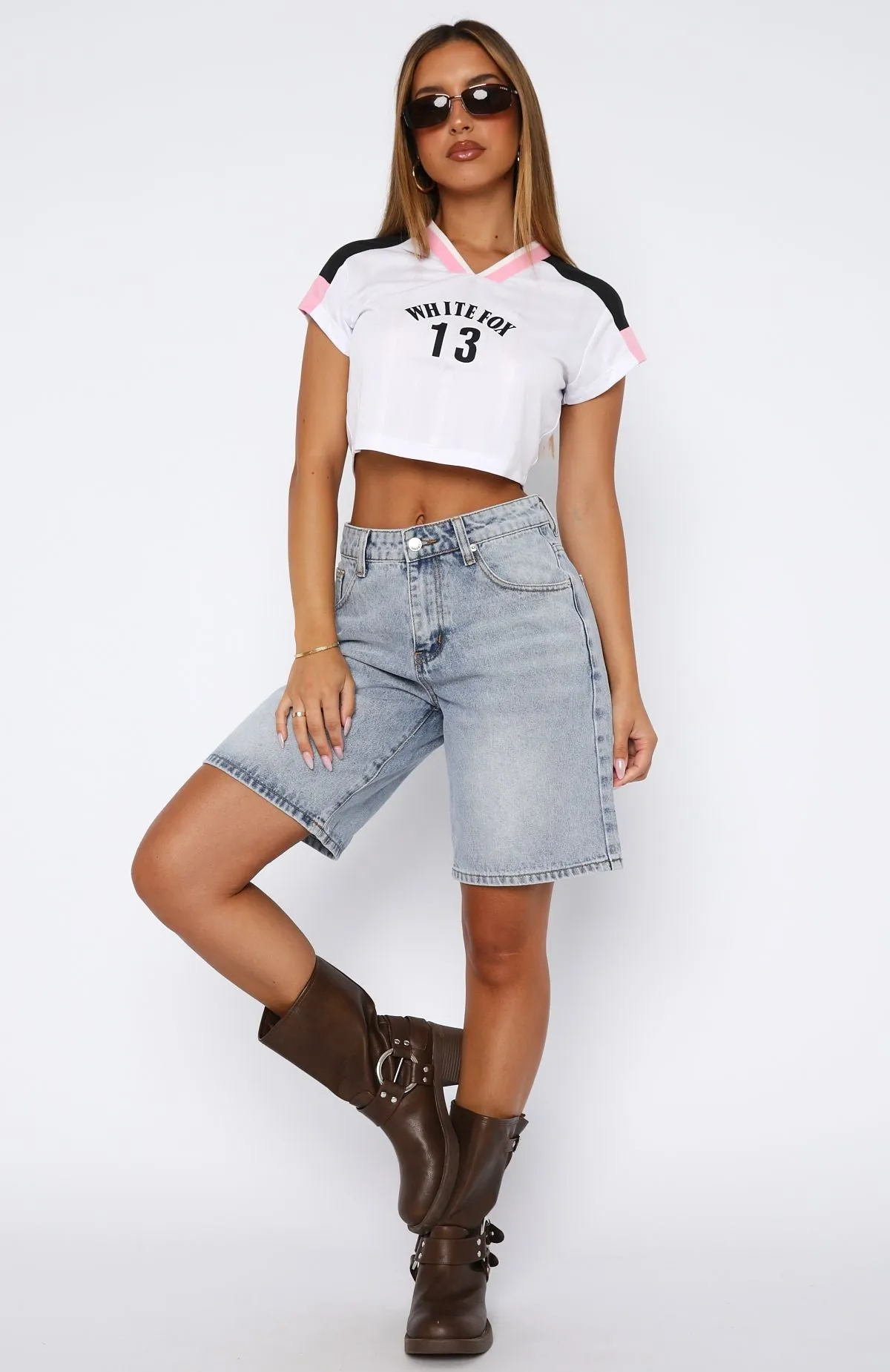 Bella Denim Shorts Light Blue Slant Pocket Practical