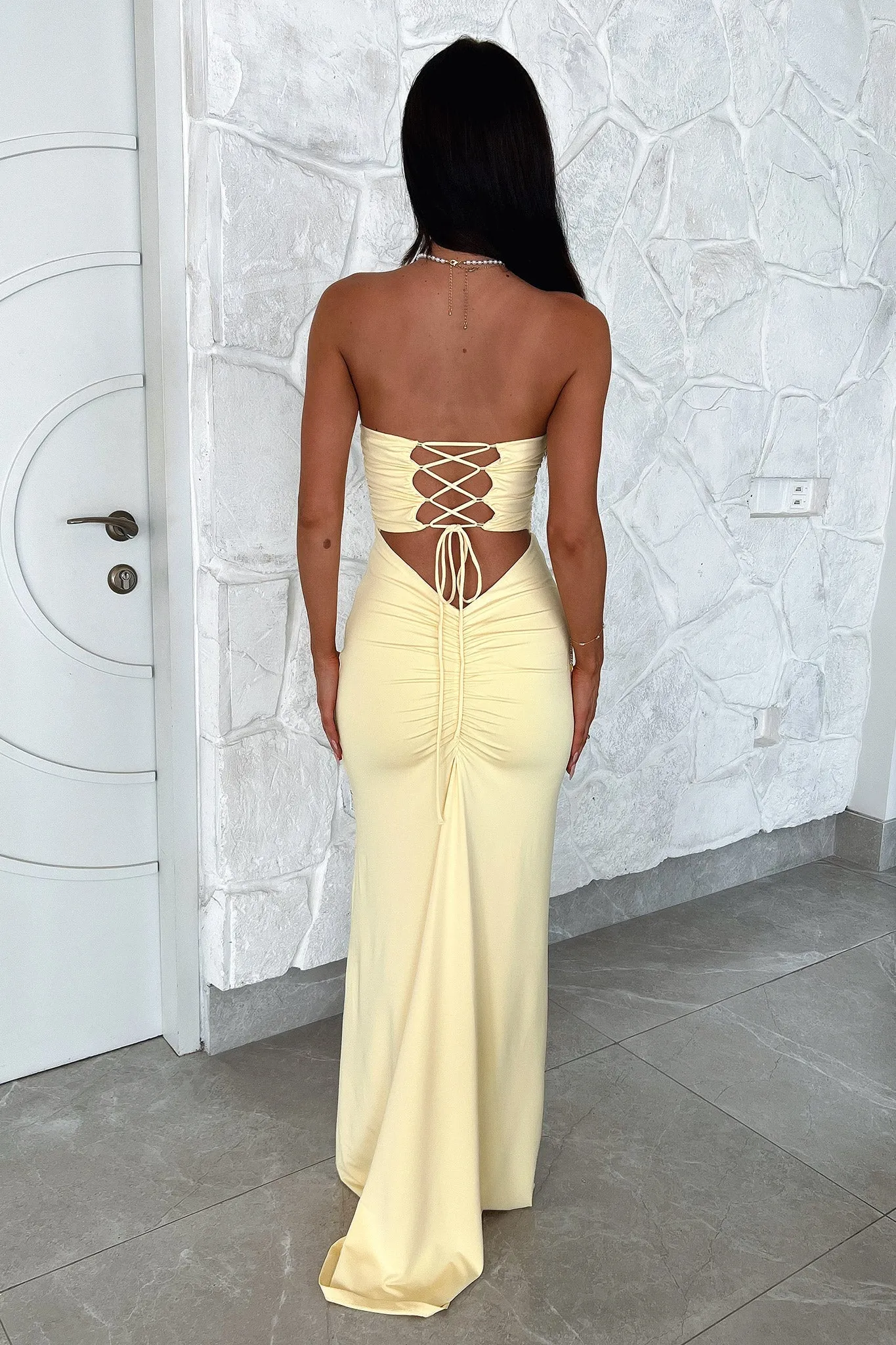 Belt Detail Lahara Maxi Dress - Yellow