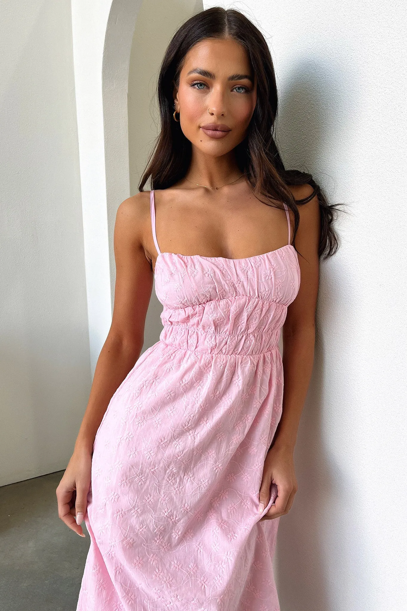 Belt Loop Mik Midi Dress - Pink