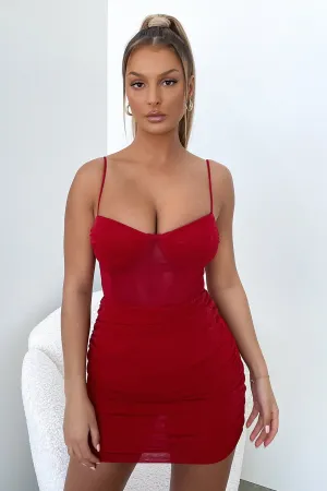 Skin Tint Meika Dress - Red Shimmer