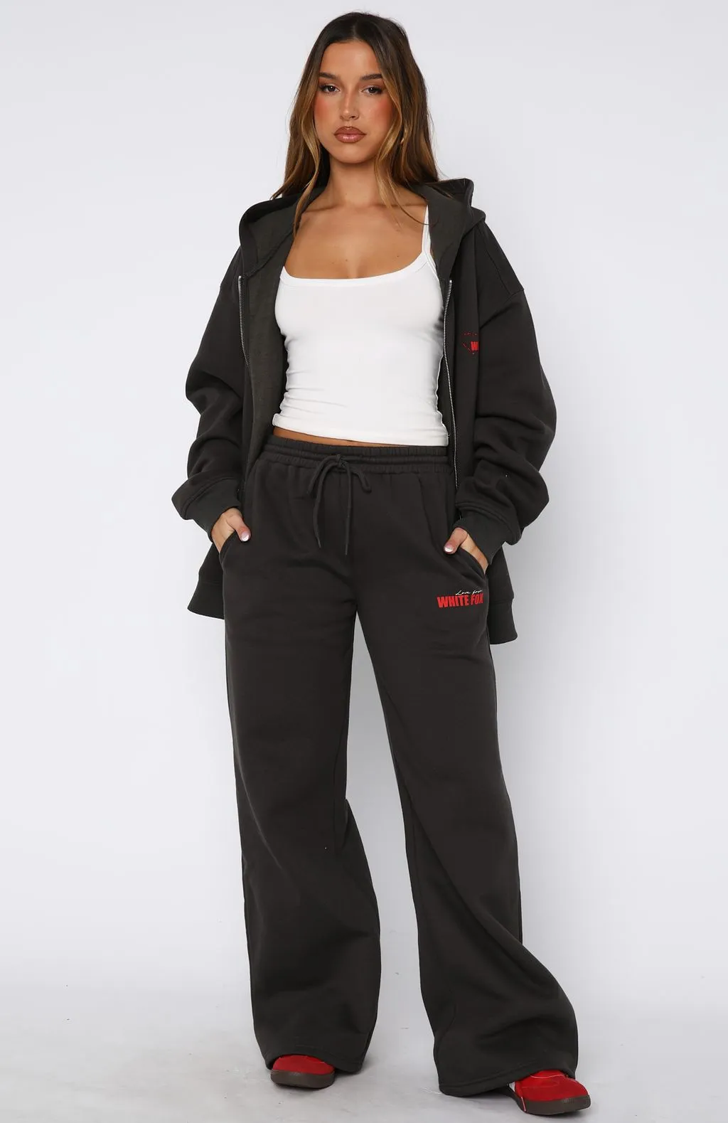 Best You've Ever Had Wide Leg Sweatpants Charcoal Breathable Waist