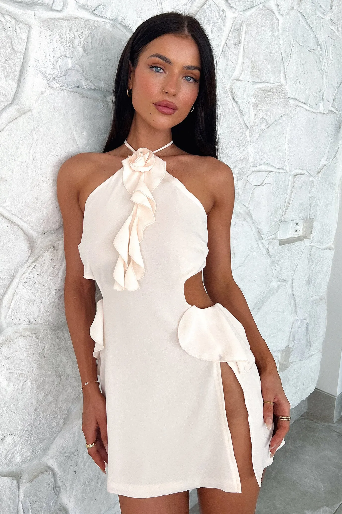 Bijou Mini Dress - Cream Graceful Movement