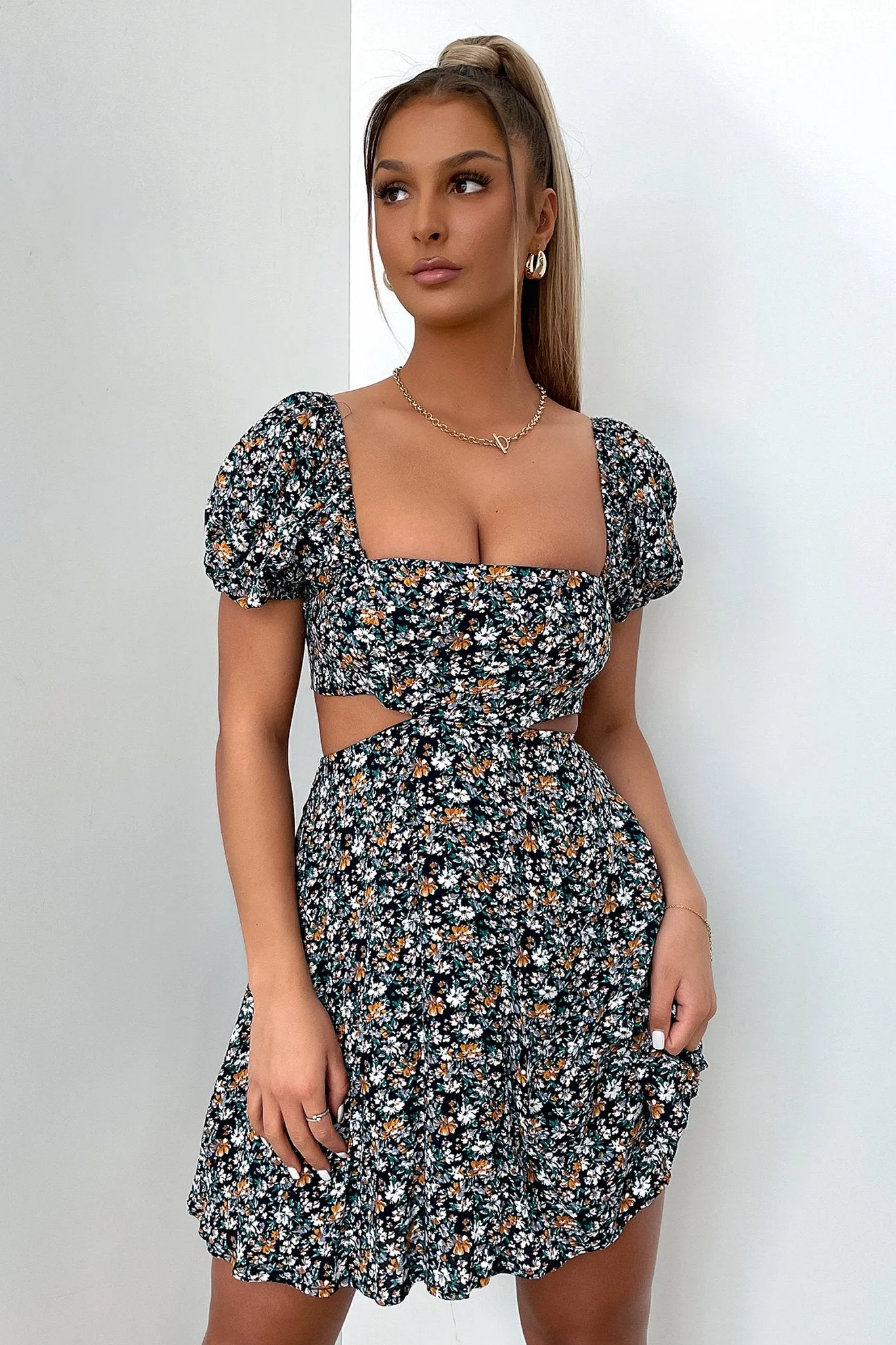 Black Classic Tracey Dress - Navy Floral